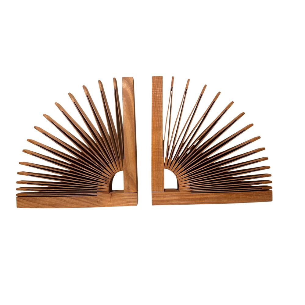 Wood Bookends by artist Seth Rolland of Port Townsend WA named Abanico Excellent
